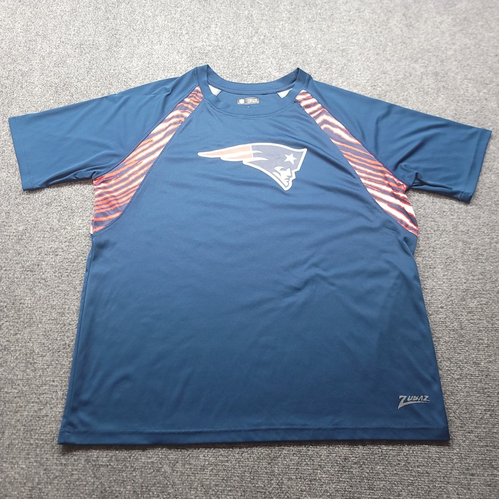 NFL New England Patriots Zubaz T-Shirt Mens XL Navy Zebra Stripe Performance